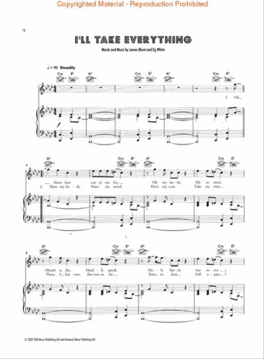 James Blunt - All the Lost Souls Piano, Vocal, Guitar scores gallery preview page 4