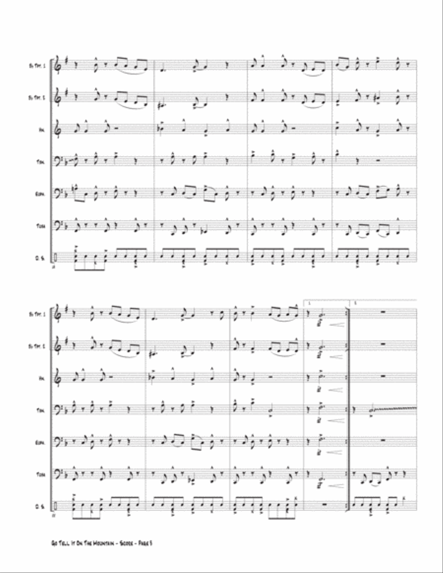 Go Tell It On The Mountain Brass Ensemble scores gallery preview page 3