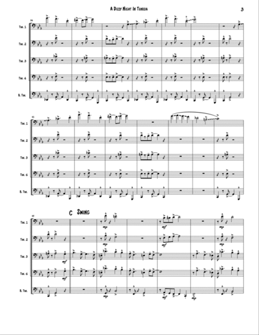 A Night In Tunisia Brass Quintet scores gallery preview page 3