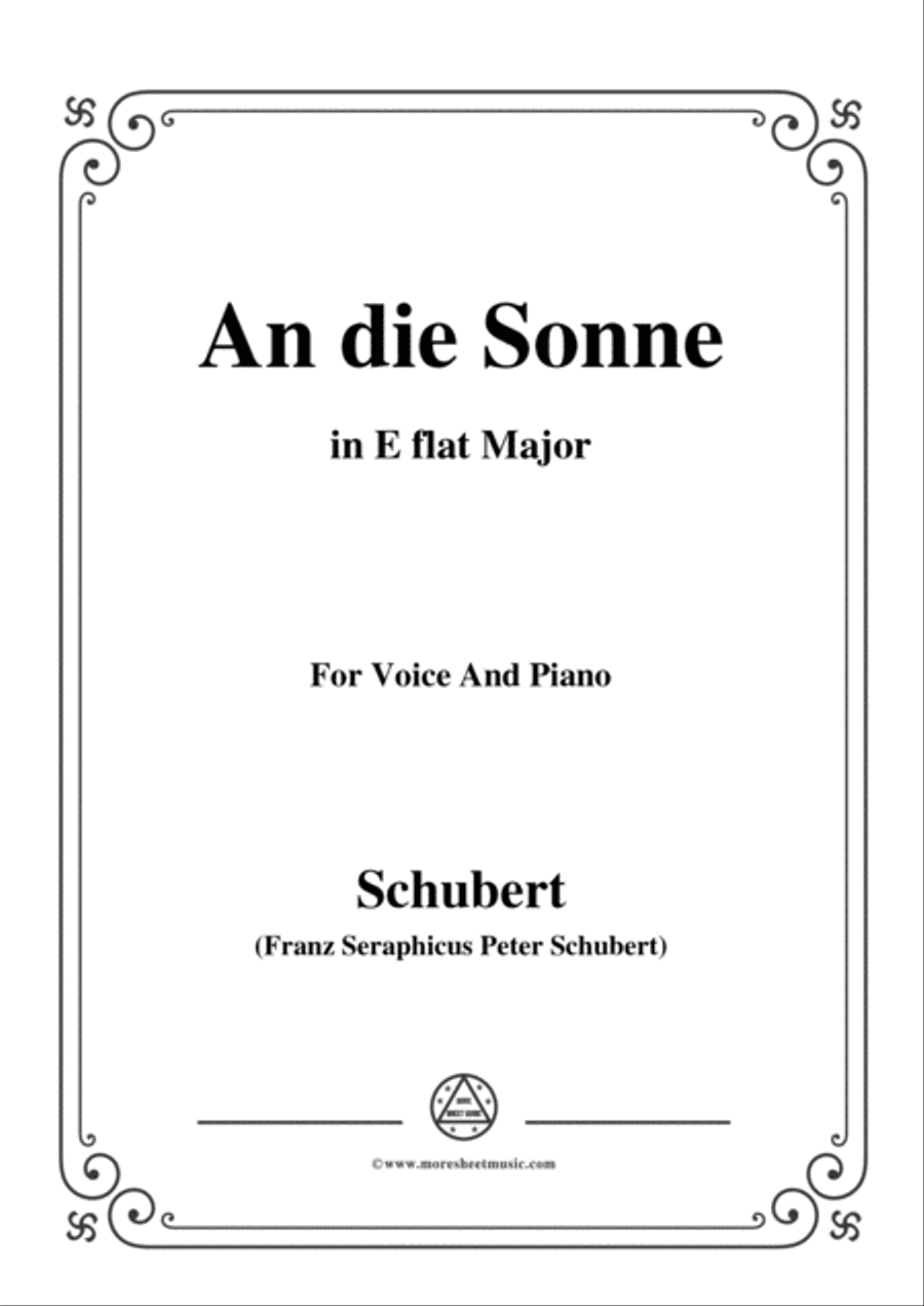 Schubert-An die Sonne,in E flat Major,for Voice&Piano Voice scores gallery preview page 1