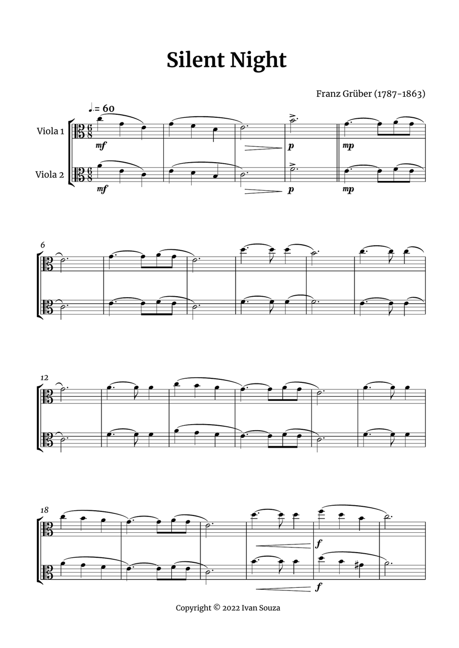 Silent Night String Duet scores gallery preview page 1