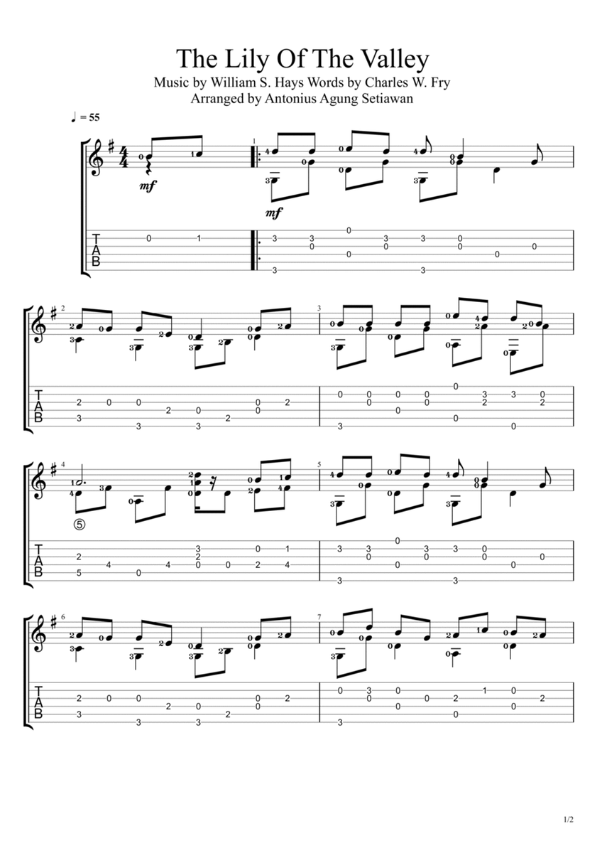 The Lily Of The Valley (Solo Guitar Tablature) image number null