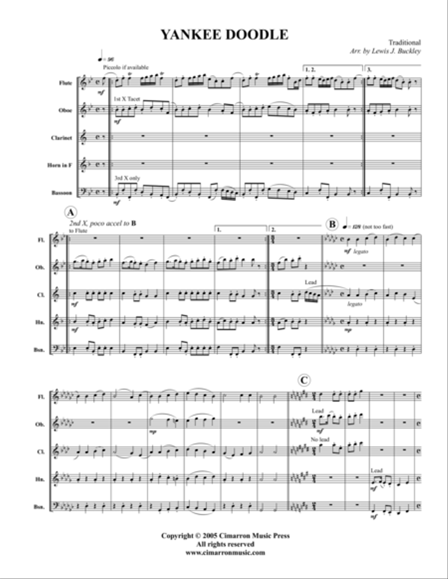 Yankee Doodle Woodwind Quintet scores gallery preview page 1