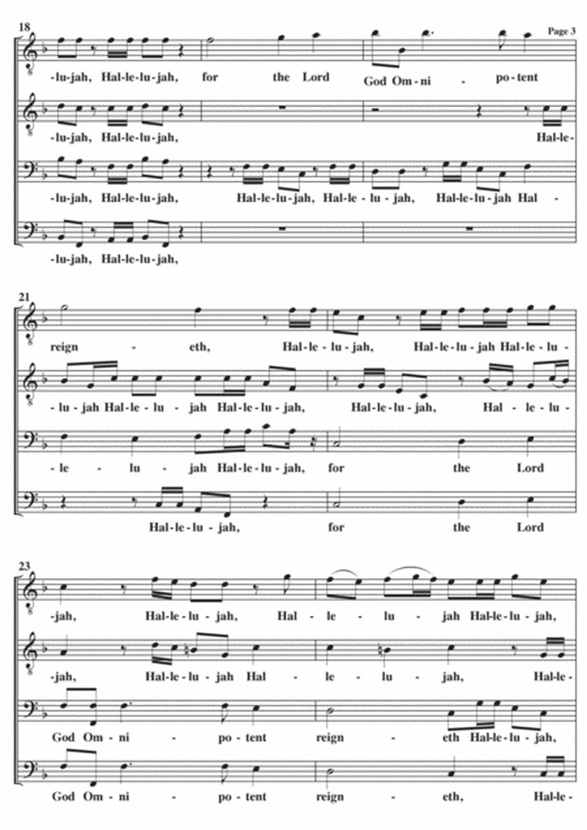 Hallelujah (G F Handel) A Cappella in F major TTBB image number null