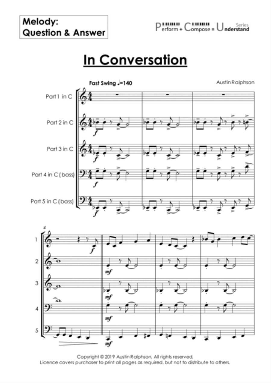 Melody: Question Answer educational pack - Perform Compose Understand PCU Series School and Community scores gallery preview page 6