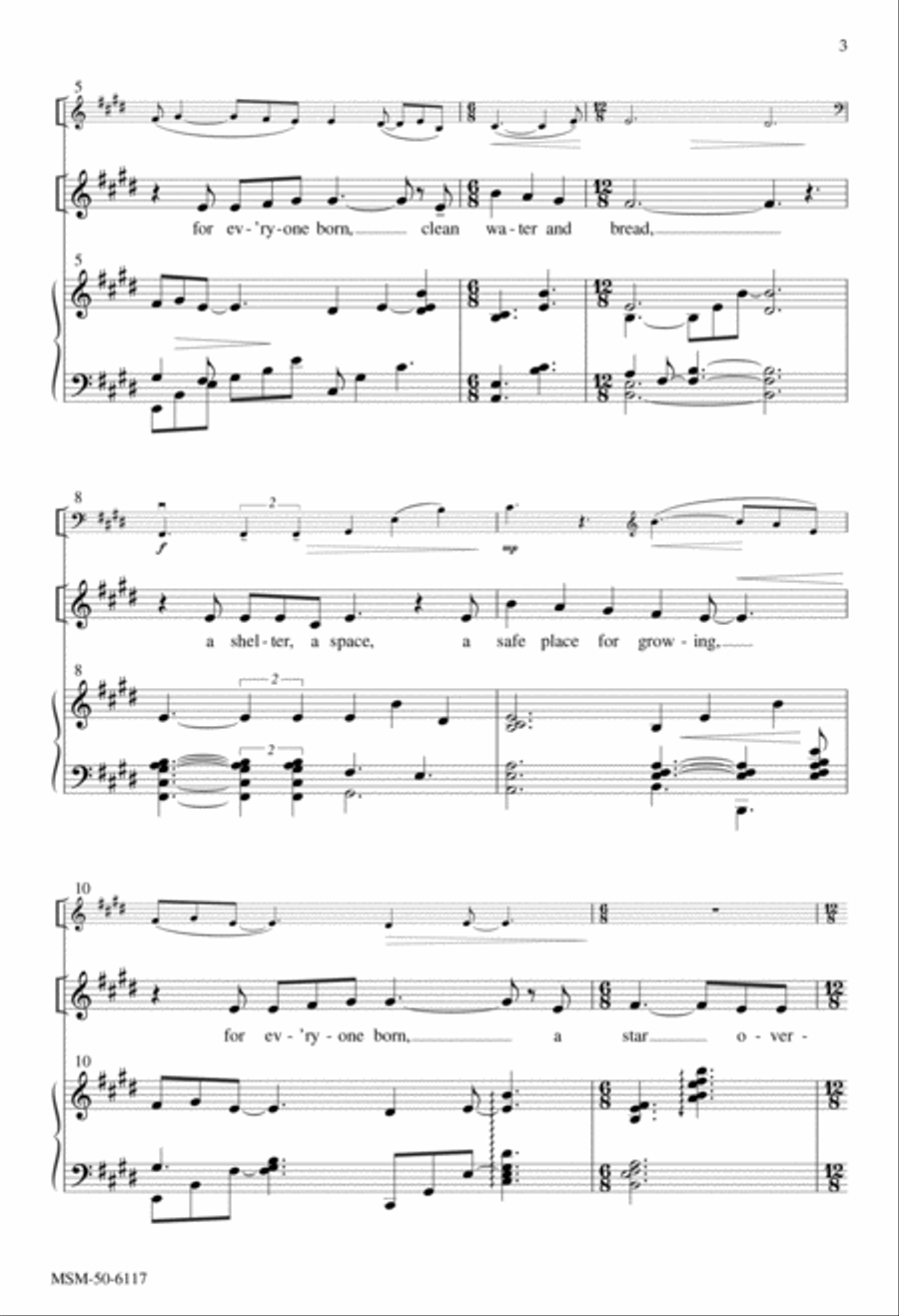 For Everyone Born Unison Choir scores gallery preview page 3