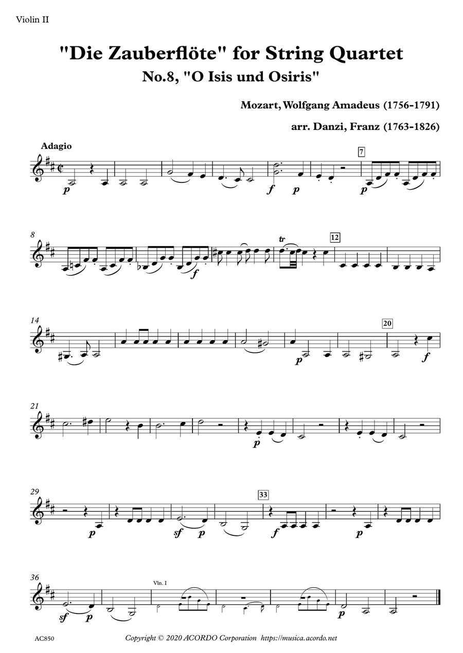 "Die Zauberflöte" for String Quartet, No.8, "O Isis und Osiris" image number null