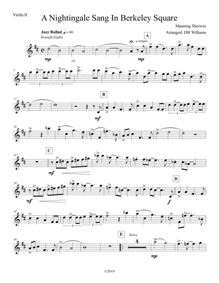 A Nightingale Sang In Berkeley Square (Violin 2)