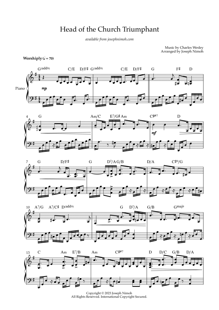 Head of The Church Triumphant Piano Solo scores gallery preview page 1