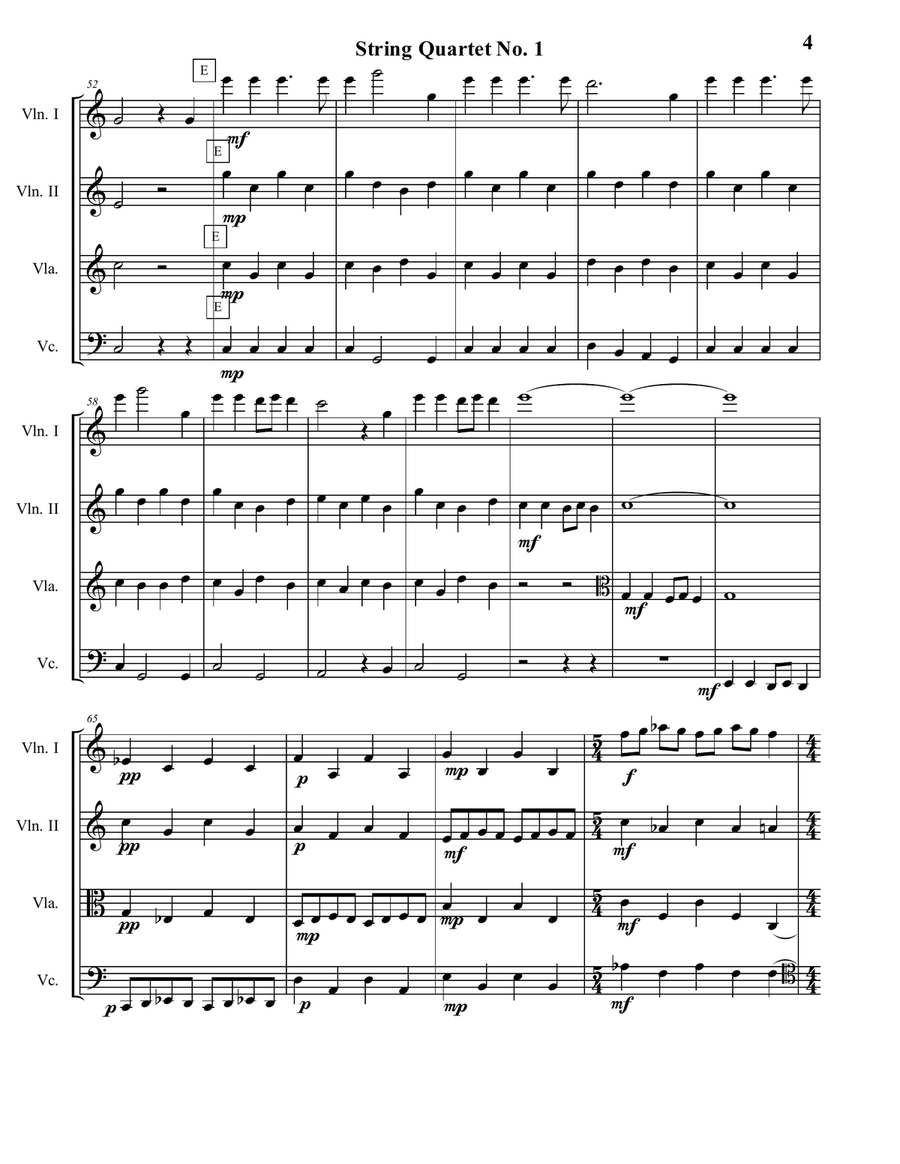 String Quartet No. 1 -- Score plus Parts String Quartet scores gallery preview page 5