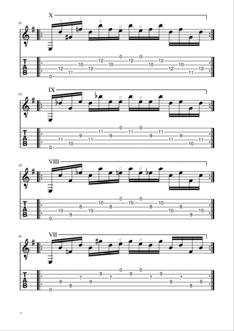 Etude No. 1 - Villa Lobos TABs Acoustic Guitar scores gallery preview page 4