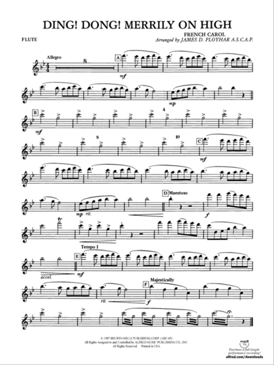 Ding! Dong! Merrily on High: Flute Concert Band scores gallery preview page 1