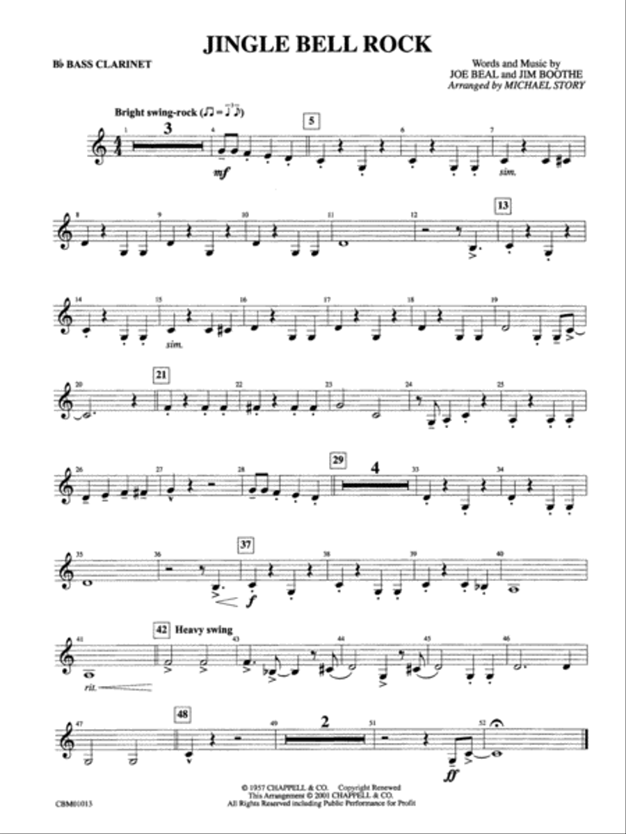 Jingle Bell Rock: B-flat Bass Clarinet Concert Band scores gallery preview page 1