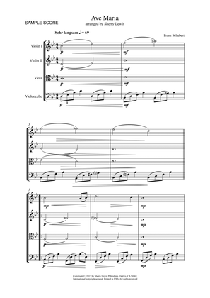 AVE MARIA - Schubert -String Quartet, Intermediate Level for 2 violins, viola and cello