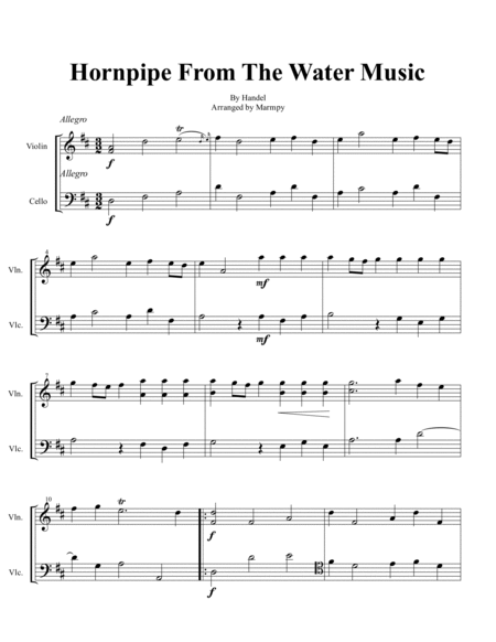 Hornpipe From The Water Music (arranged for string duet) image number null