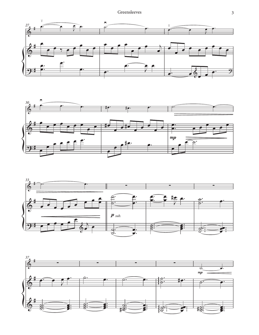 Greensleeves Violin Solo scores gallery preview page 5