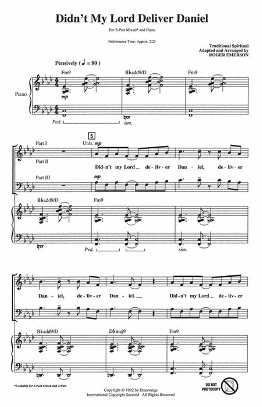 Didn't My Lord Deliver Daniel 3-Part scores gallery preview page 3