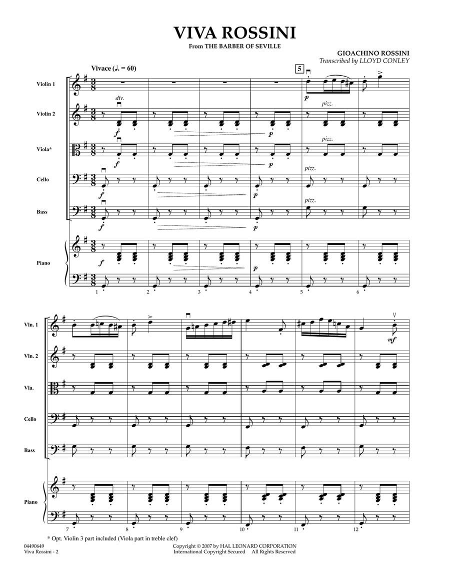 Viva Rossini (from The Barber Of Seville) - Full Score String Orchestra scores gallery preview page 1