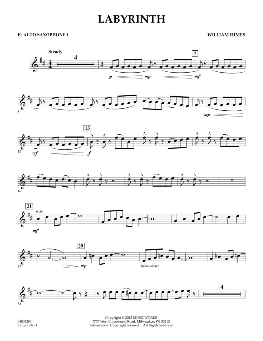 Labyrinth - Eb Alto Saxophone 1 Concert Band scores gallery preview page 1