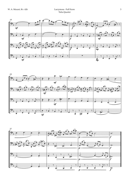 Lacrymosa by Mozart for Tuba Quartet image number null