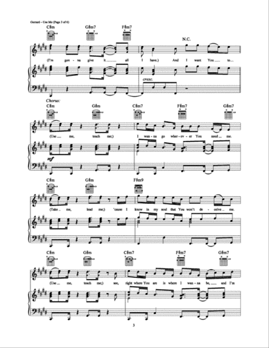 Use Me Use Me Piano, Vocal, Guitar scores gallery preview page 3