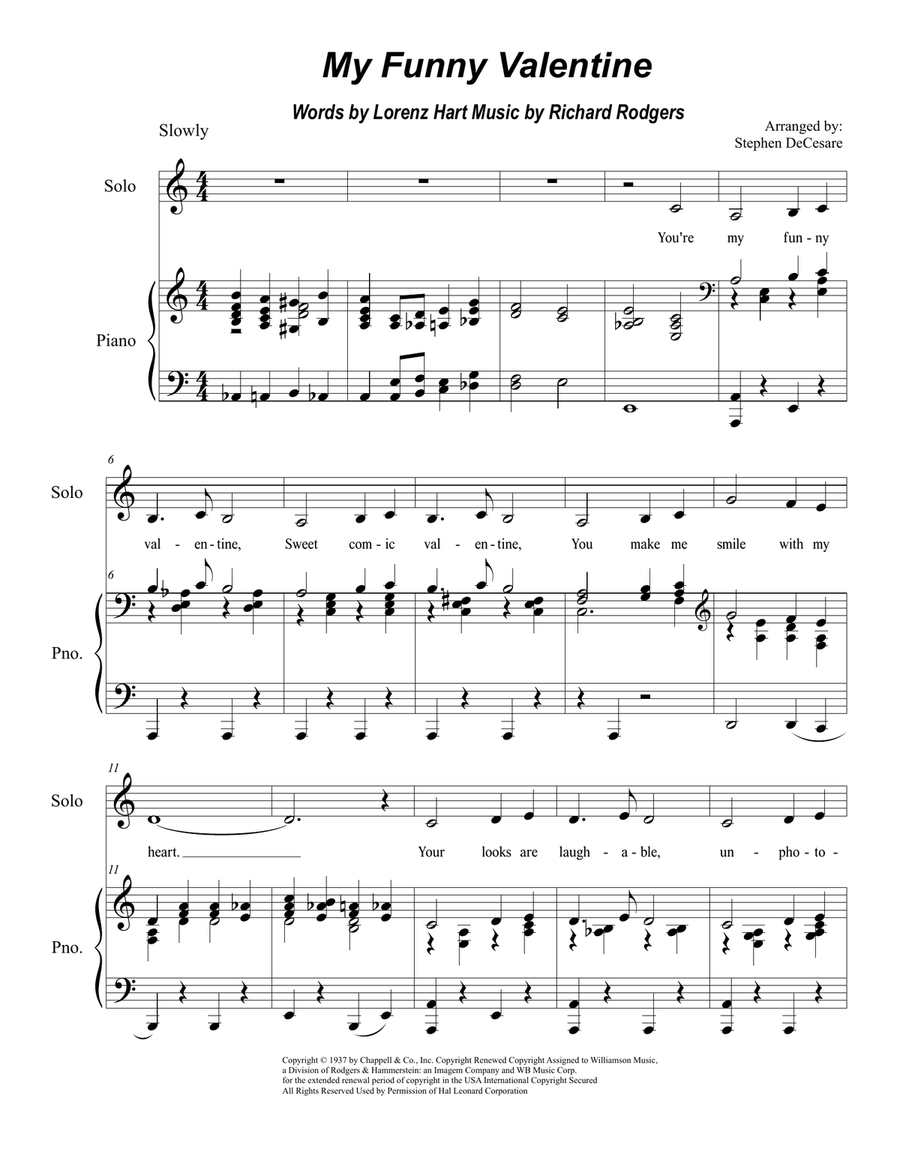 My Funny Valentine Low Voice scores gallery preview page 1