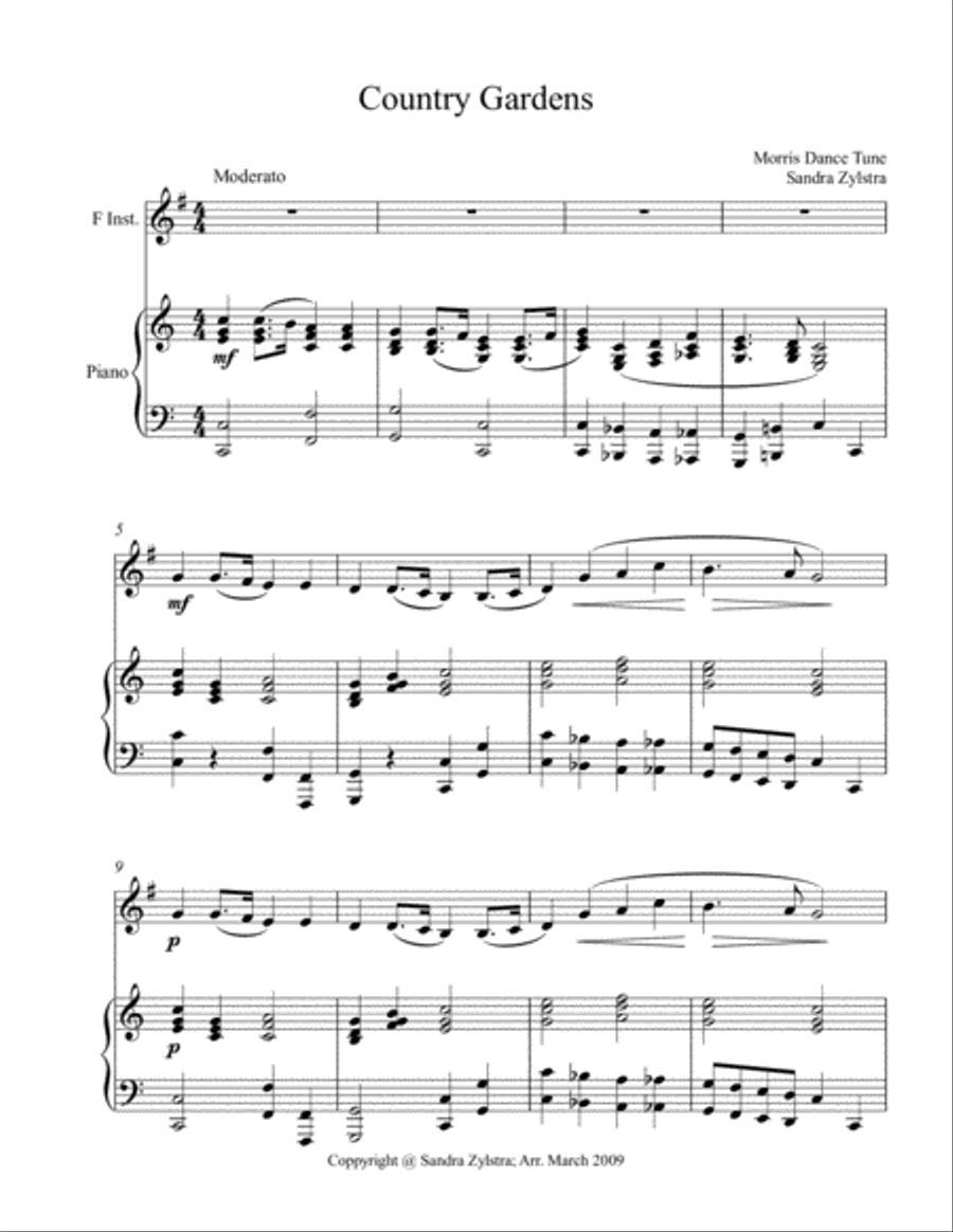 Country Gardens (treble F instrument solo) Horn scores gallery preview page 2