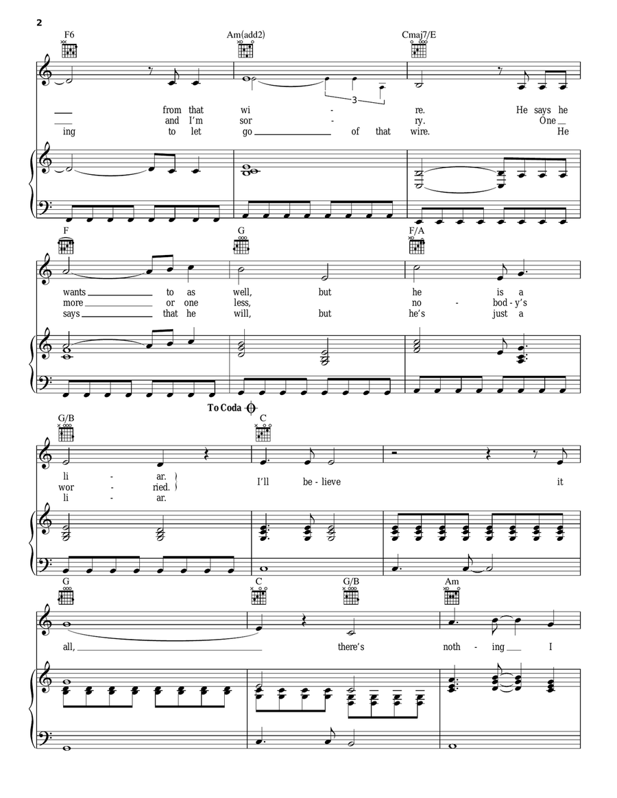 Two Birds Piano, Vocal, Guitar scores gallery preview page 2