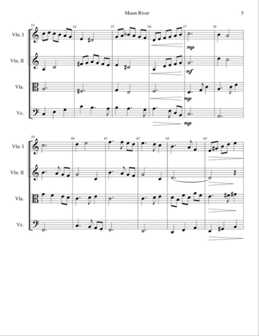 Moon River String Quartet scores gallery preview page 5
