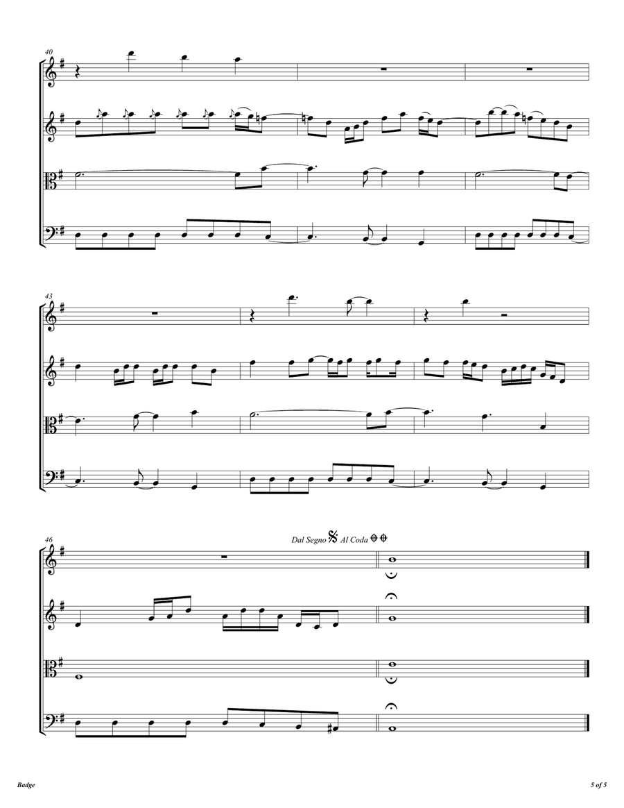 Badge by Cream String Quartet - Digital Sheet Music page 6