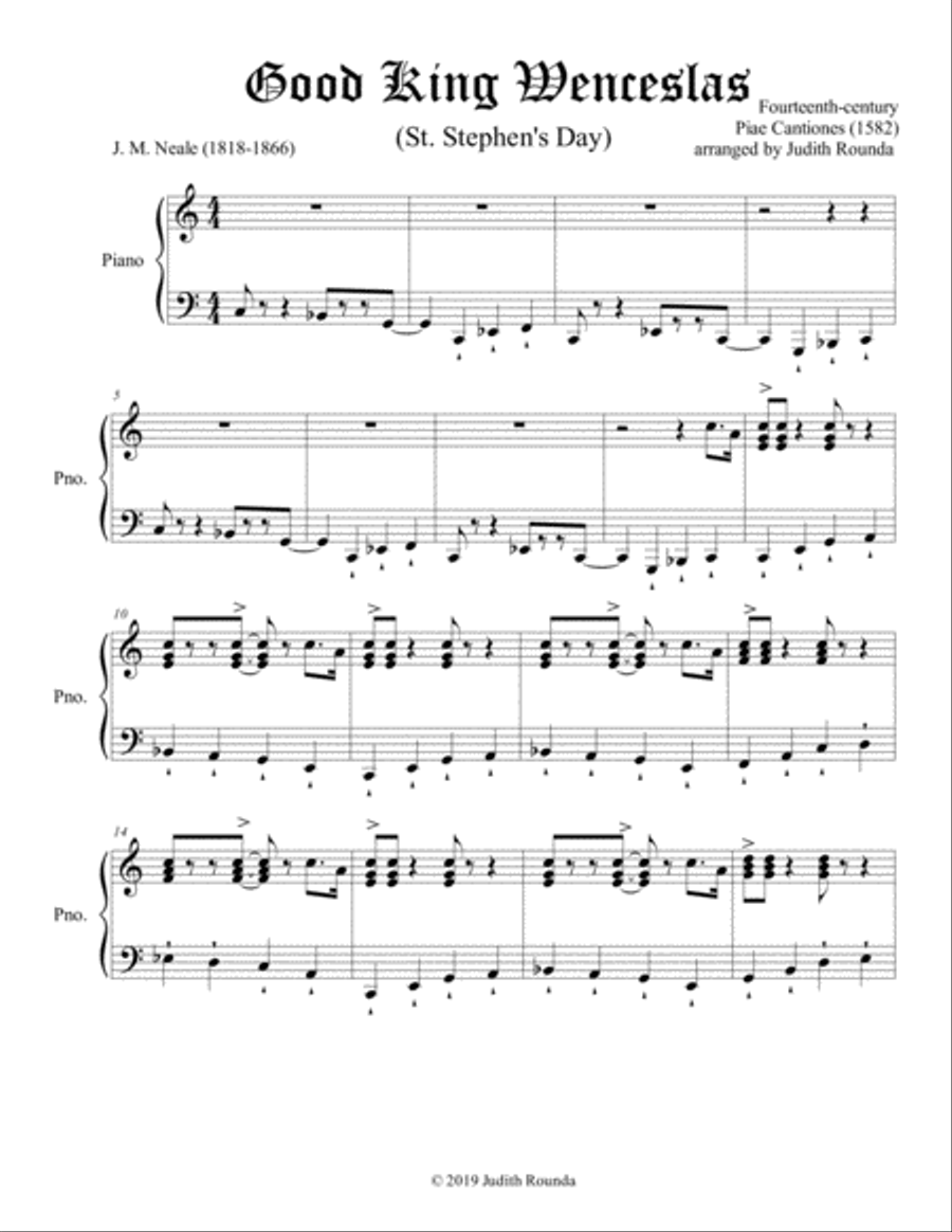 Good King Wenceslas Piano Solo scores gallery preview page 1