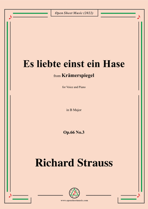 Book cover for Richard Strauss-Es liebte einst ein Hase,in B Major,Op.66 No.3
