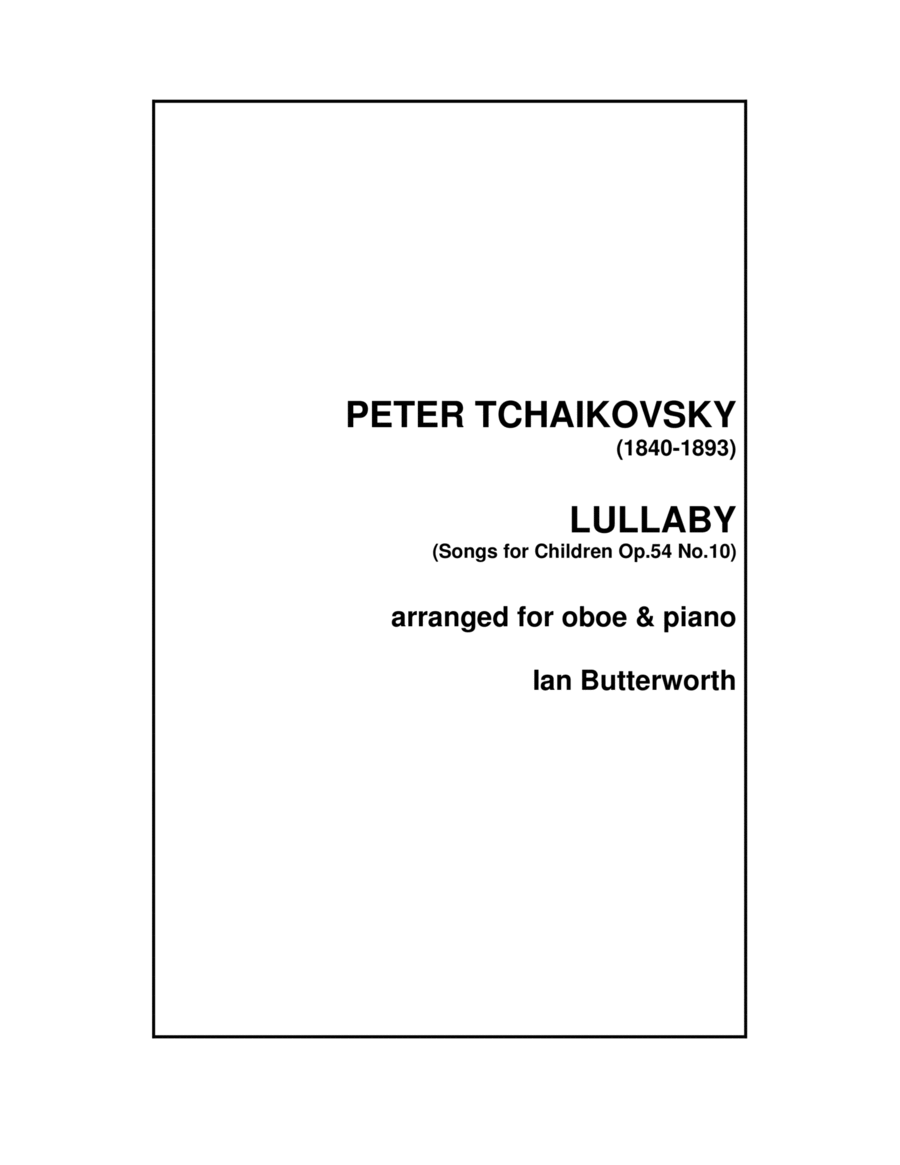 TCHAIKOVSKY Lullaby Op.54 No.10 for oboe & piano Piano scores gallery preview page 1