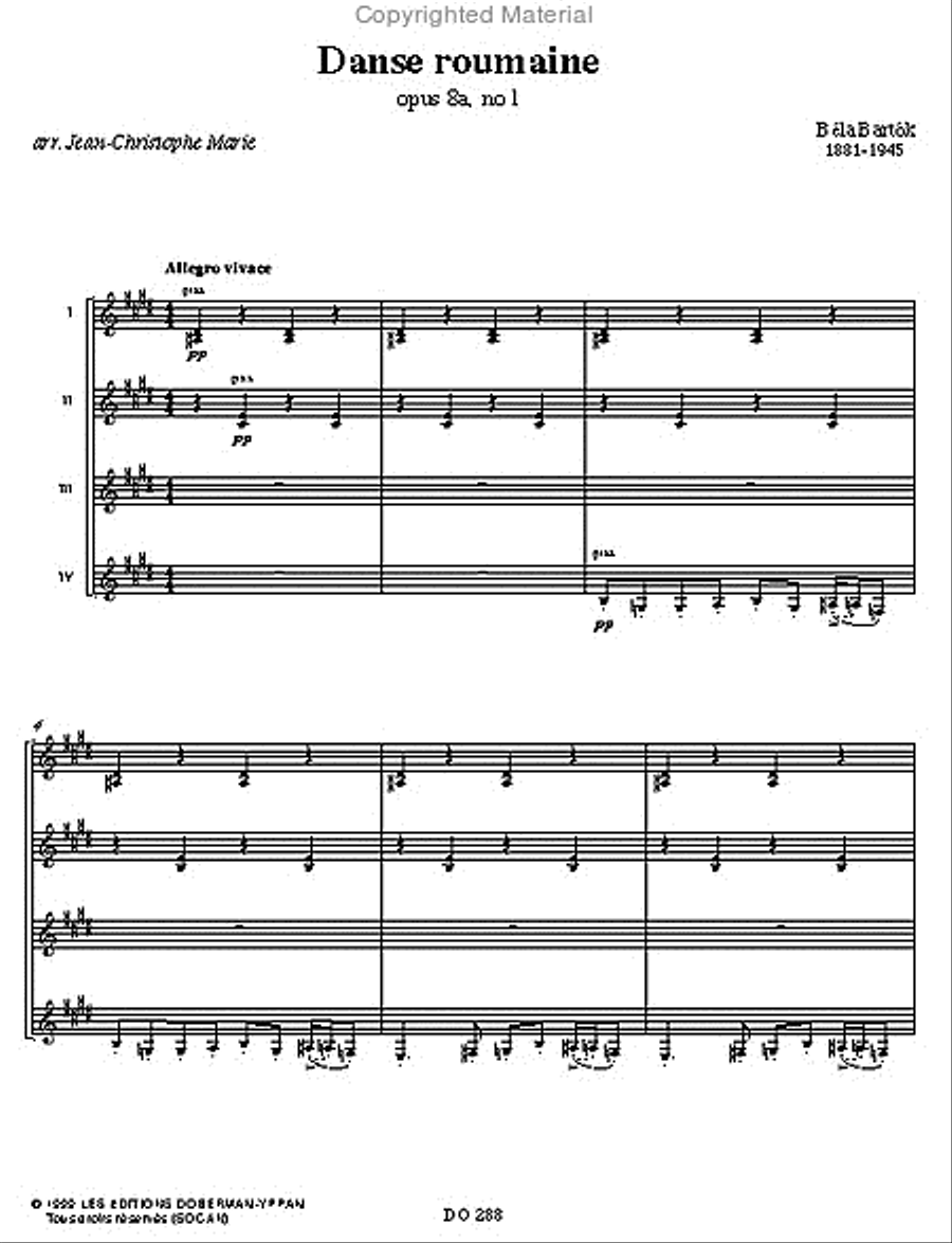 Danse roumaine op. 8a, no. 1 Guitar Ensemble scores gallery preview page 2