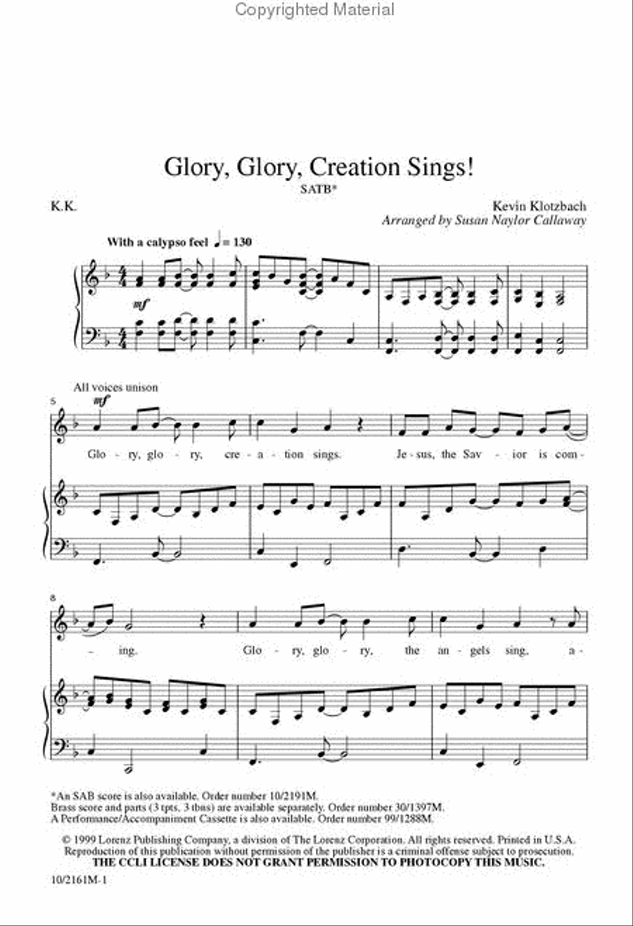 Glory, Glory! Creation Sings! 4-Part scores gallery preview page 2