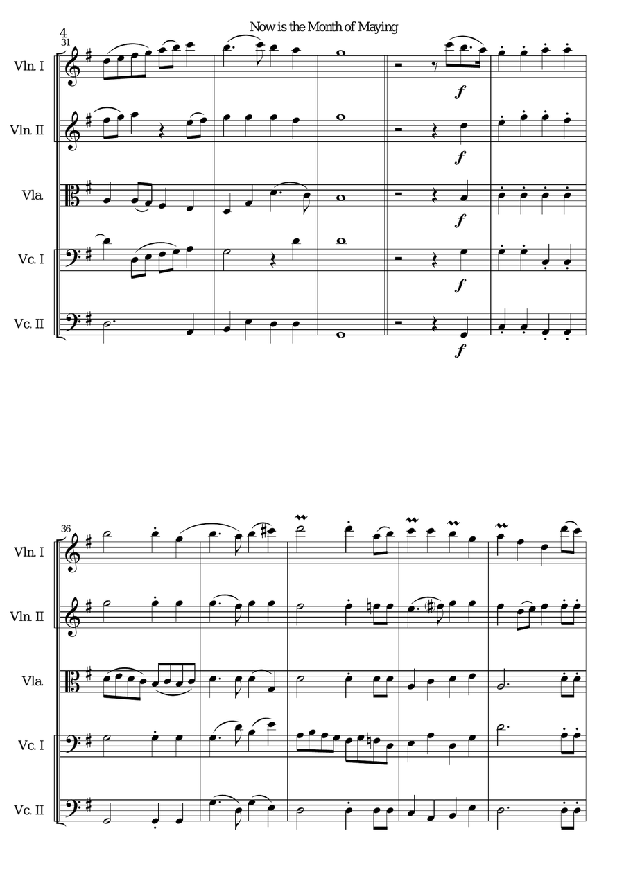 Now is the Month of Maying with variations for string quintet (2 violins, 1 viola, 2 cellos) String Trio scores gallery preview page 4