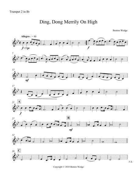 Ding Dong Merrily On High for Brass Quintet image number null