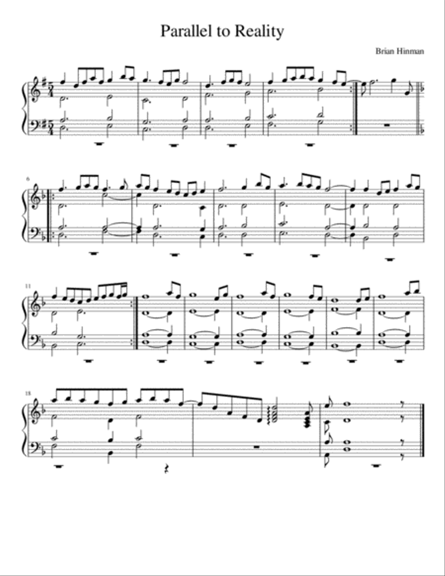 Parallel to Reality Piano Solo scores gallery preview page 1