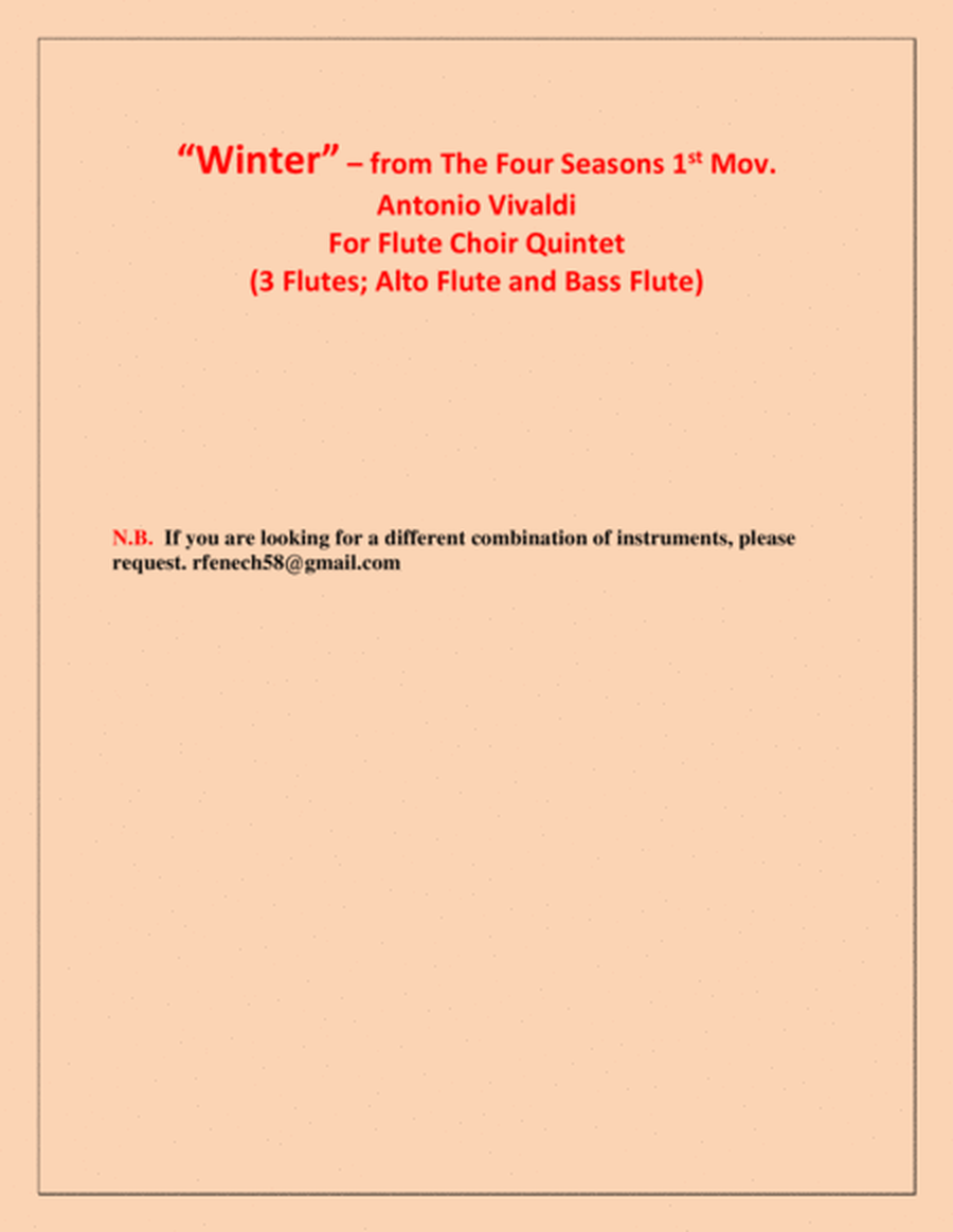 "Winter" from the Four Season 1 st Mov. - Flute Choir Quintet image number null