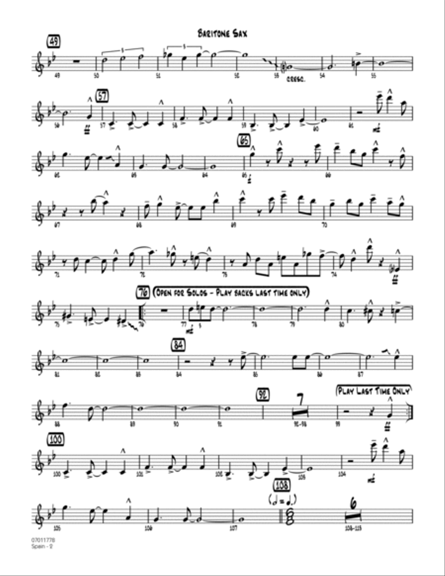 Spain - Baritone Sax Spain - Baritone Sax Jazz Ensemble scores gallery preview page 2