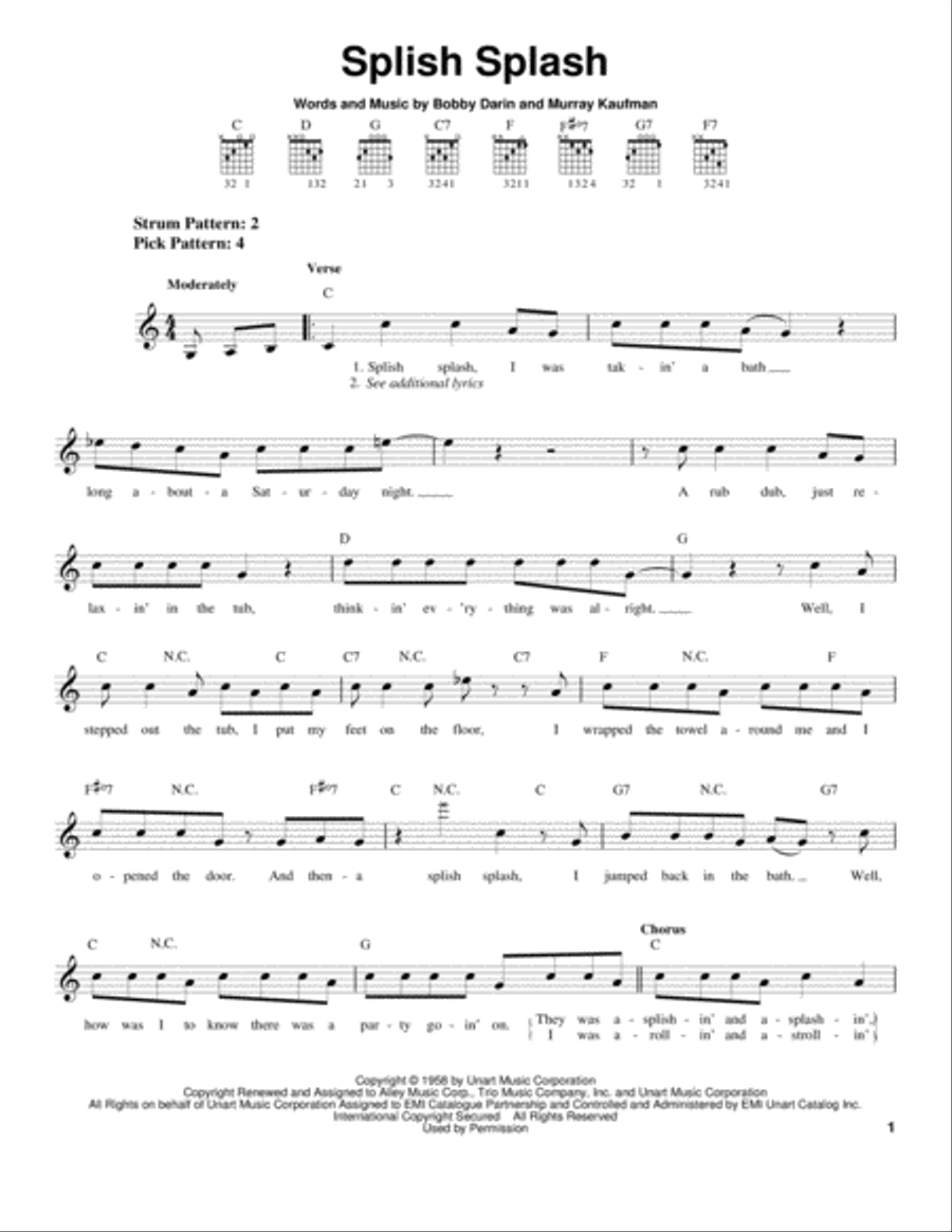Splish Splash Acoustic Guitar scores gallery preview page 1