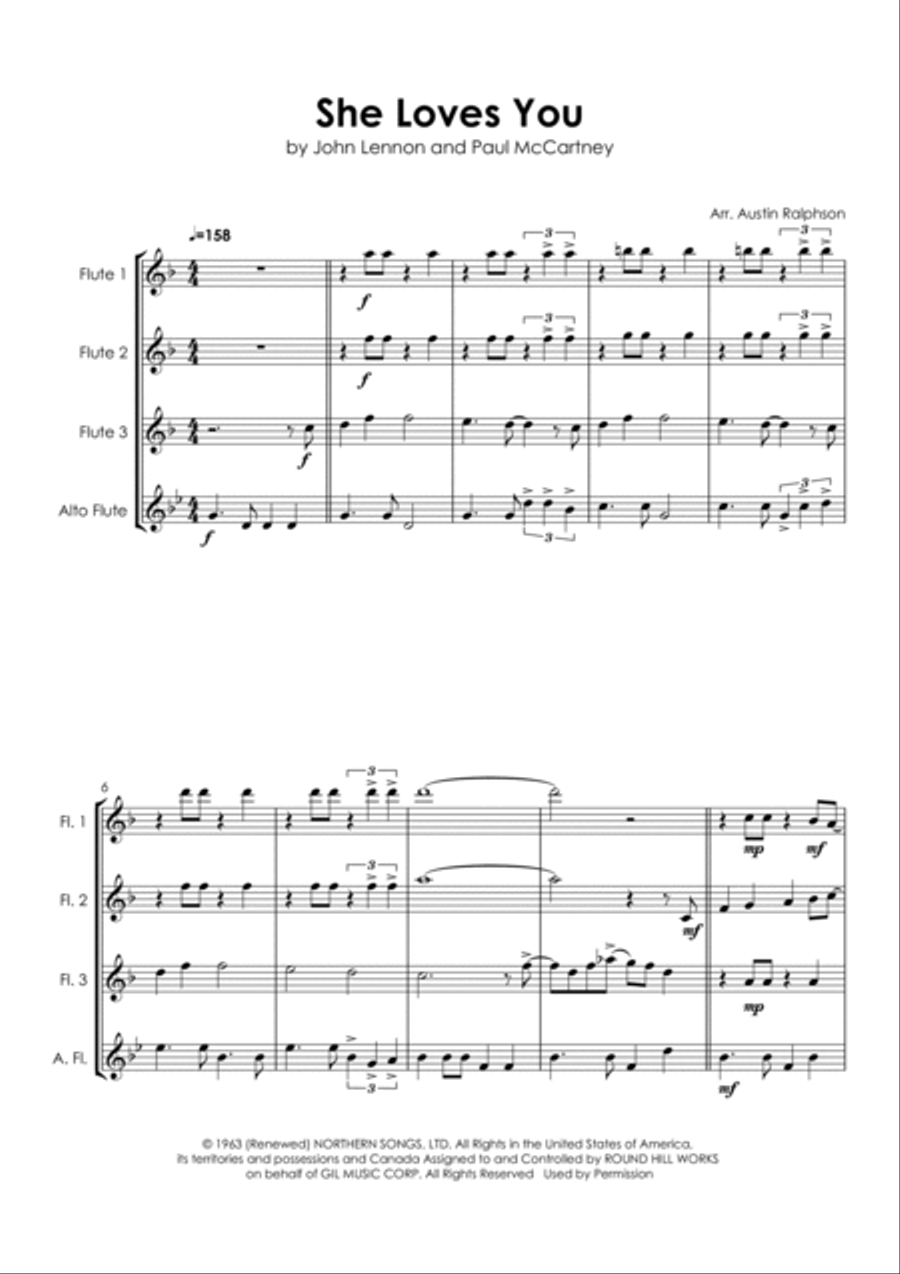 She Loves You She Loves You Flute Quartet scores gallery preview page 5