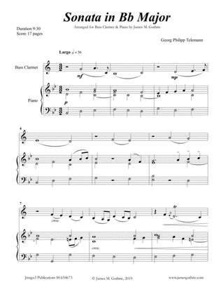 Telemann: Sonata in Bb Major for Bass Clarinet & Piano