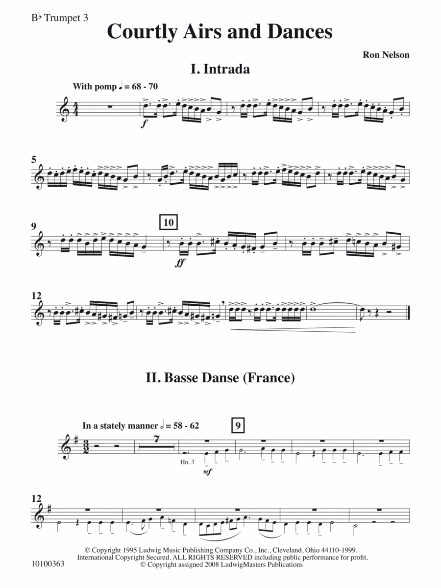 Courtly Airs and Dances - Trumpet 3 Concert Band scores gallery preview page 1