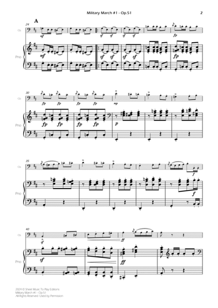 Military March No.1, Op.51 - Contrabass and Piano (Full Score and Parts) image number null