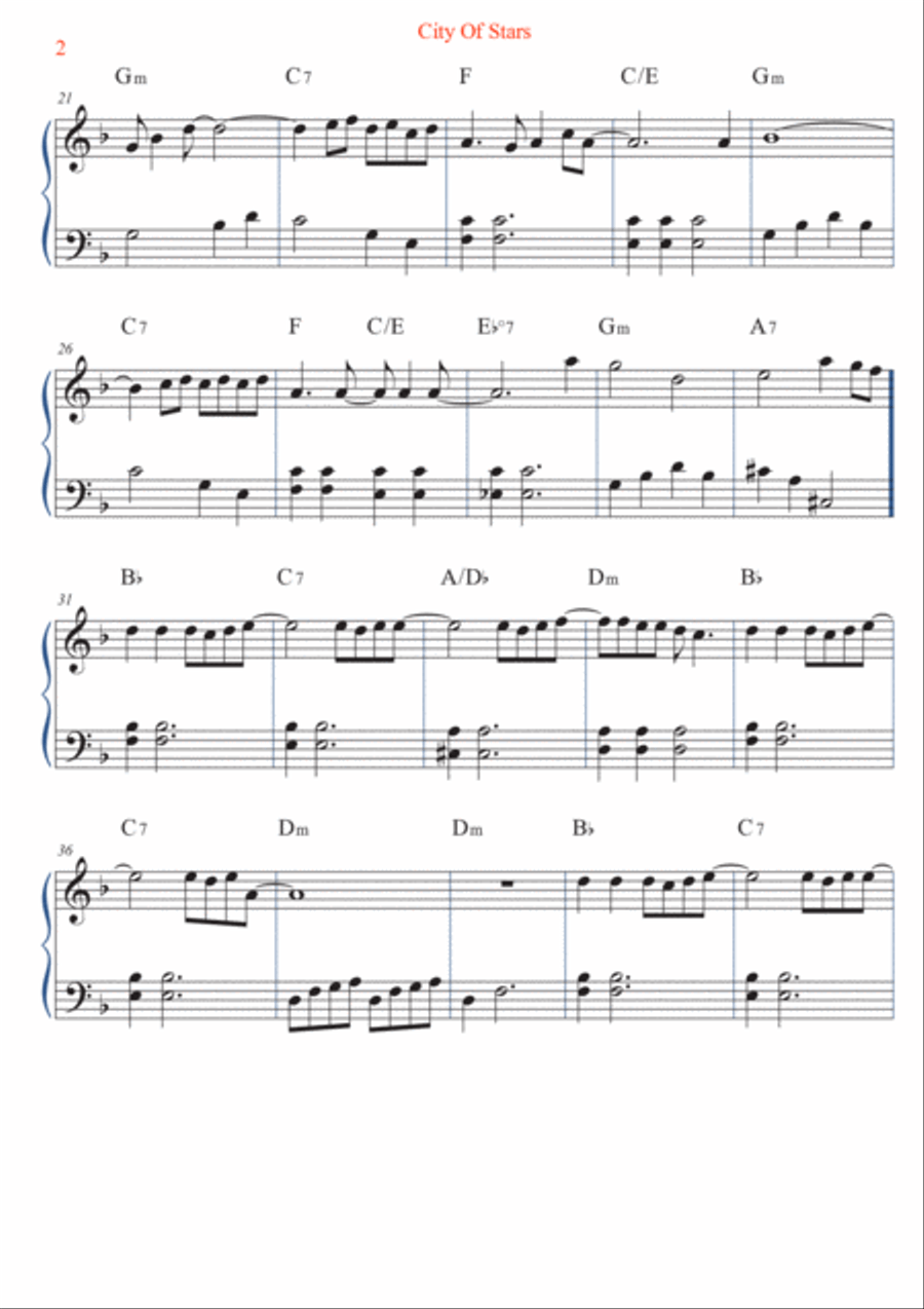 City Of Stars Easy Piano scores gallery preview page 2