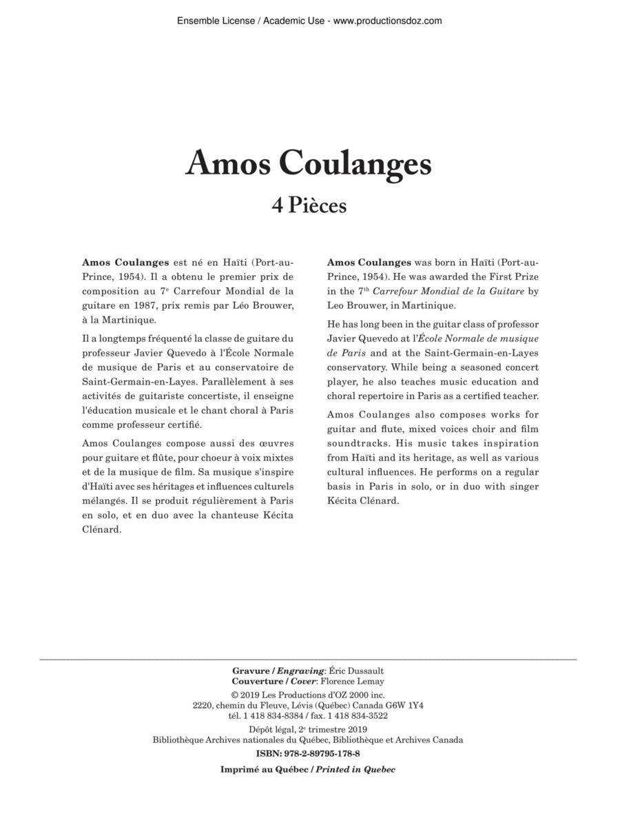 4 Pièces Classical Guitar scores gallery preview page 1