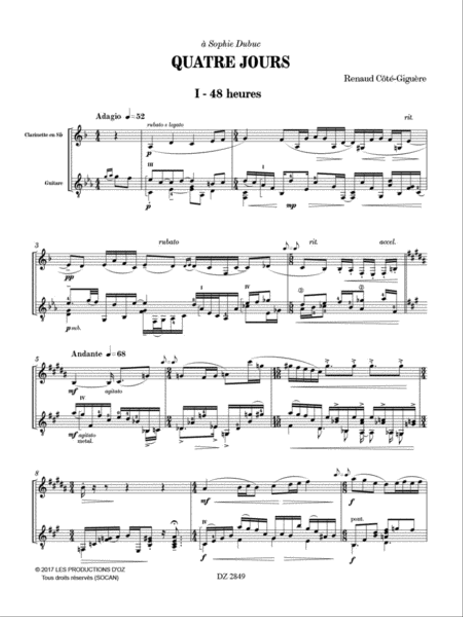 Quatre jours Clarinet scores gallery preview page 2