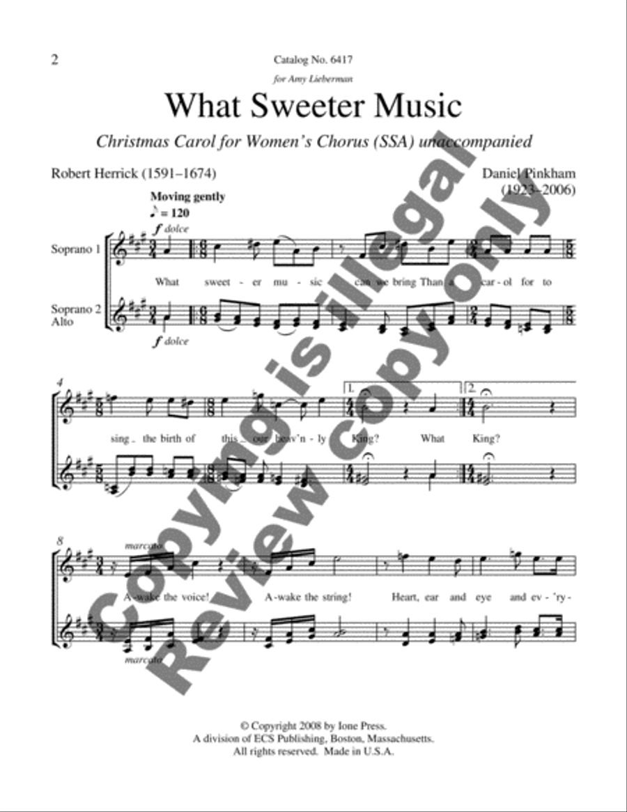 What Sweeter Music SSA scores gallery preview page 3