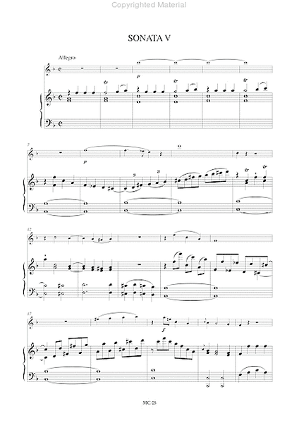 3 Sonatas Op. 2 Nos. 1, 3, 5 for Piano (Harpsichord) and Flute (Violin)